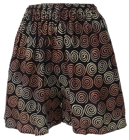 Kurze Boho Hose, Ethnostyle Shorts, Strandshorts, Viskose, Damen, schwarz