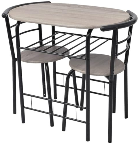 LVHUIDEH Esstisch mit 2 Stühlen, 3er Set, Esszimmerset/Essgruppe für Küche Esszimmer Wohnzimmer, Frühstückstisch, Esszimmermöbel, 80 x 53 x 74 cm, Eisenrahmen + MDF