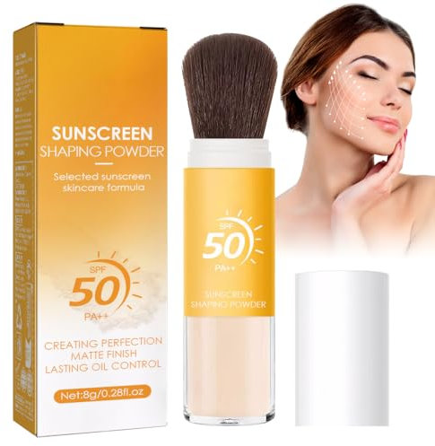 Mineral Sonnenschutz Puder,SPF 50 Sunscreen Setting Powder,mit Brush Mineralpuder Make up Wasserfest ölkontrollierend Natürliches Mattes Finish für Alle Hauttypen (8g)