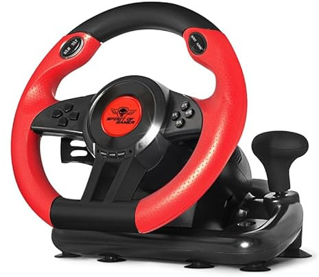 Race Wheel Pro Gaming-Lenkrad, 26 cm, 180-Grad-Rotation, 8 programmierbare Tasten, Pedale und Geschwindigkeitsbox, kompatibel mit Windows 7-11