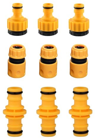 Yesmin 9 Pcs Garden Hose Connector kit,3 Double Male Hose Connectors,3 4-Inch Hose Connectors,And 3 Threaded Connectors,Used To Connect Garden Hoses And Garden Irrigation Systems