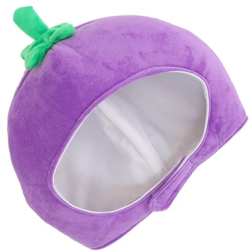 minkissy Lustiger Eierpflanzenhut für Erwachsene Verstellbare Kostüm Mütze für Partys Karneval Fotoshootings Bequemes Accessoire