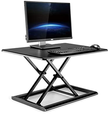 JEQGDLUI ID-30 Regolare l'altezza Computer Siediti Stand Workstation Laptop Scrivania Molla a gas AlluminioX Shape(BLACK)