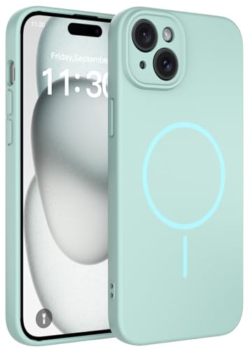 YIBAMI Magnetic Silicone Phone Case for iPhone 15 Plus (6.7-inch),Blue