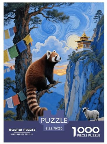 1000 Piece Red Panda Jigsaw Puzzle for Adults Kids - Family Fun, Educational Toys, Cliff Squirrel Puzzle, Home Decoration Gifts 70x50cm/1000pcs
