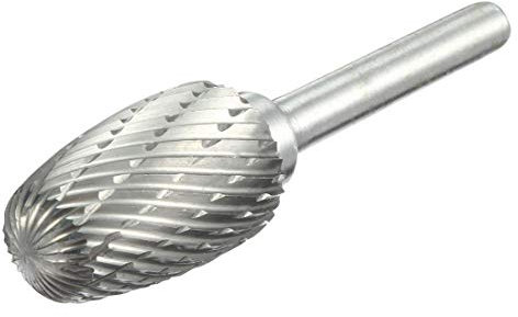 sourcing map Fraise Rotative Lime en carbure de tungstène à double coupe Lime rotative Forme ovale Tige de 6 mm et diamètre de tête de 16mm