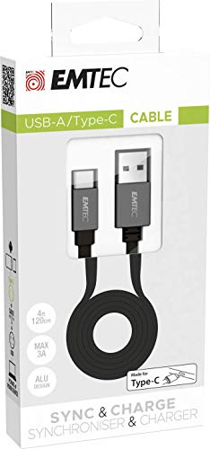 Emtec Cable T700 Dual USB-A/Type-c für Smartphone und Tablet flachem Kabel von 120 cm