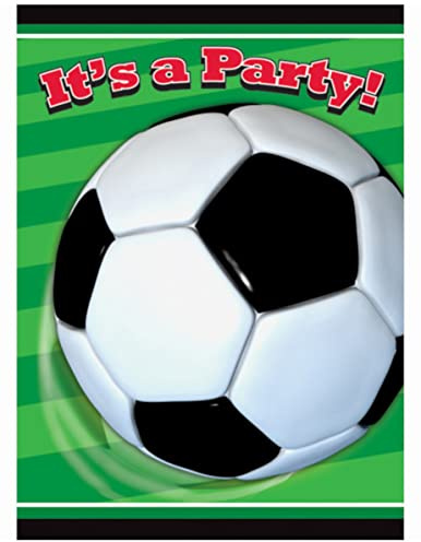 3D Soccer Football - 8 Party Invitations and Envelopes
