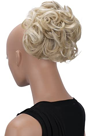 CAISHA Dutt Haarteil Zopf Haarknoten Hepburn-Dutt Haargummi Hochsteckfrisuren DM15cm Gewellt Hellblond Mix HK121