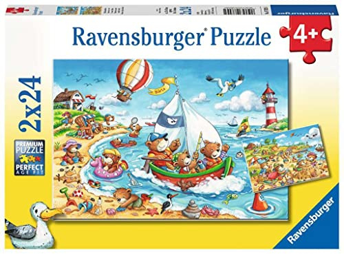 Ravensburger Kinderpuzzle - 07829 Urlaub am Meer - Puzzle für Kinder ab 4 Jahren, mit 2x24 Teilen