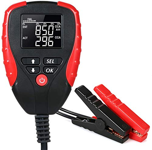 eOUTIL 12V Car Battery Tester, Analyzer with LCD Display - Battery Life, Voltage, Resistance, CCA Value