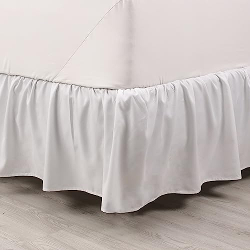 Martex Basic Rüschen Bettrock, Polyester Synthetisch, Weiss/opulenter Garten, Queen