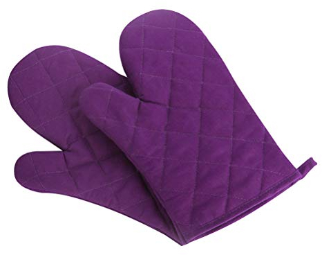 Klmnop Oven Mitts Kitchen Cotton Cute Long Microwave Oven Gloves, Heat Resistant Glove for Cooking, Food, Frying, Baking Premium Durable Mitts 1 Pair Purple