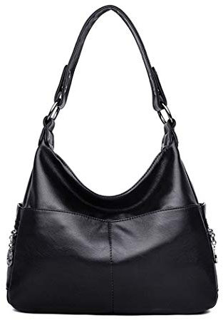 BUKESIYI Damen Tasche Umhängetasche Handtasche Frauen Klein Schultertasche Weekender Lack PU Leder CCDE77185 Schwarz