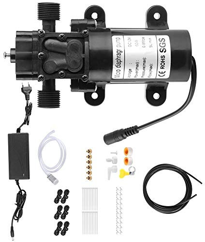 Kit de brumisation électrique EU Plug Système de pulvérisation de jardin durable, pompe à diaphragme, jardin basse pression à 6 buses pour serre extérieure
