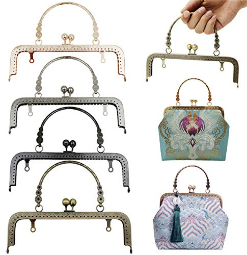 Biluer Cadre de Sac à Main en Métal - 4 Pièces Fermoir de Porte-Monnaie 20cm, Serrure Vintage pour Projets de Bricolage et D'artisanat