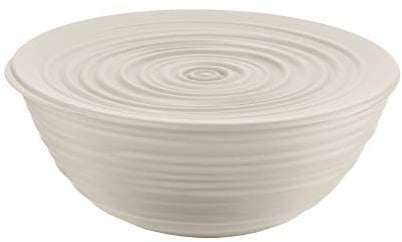Guzzini - Tierra, Récipient L avec Couvercle en Plastique Recyclé, Bol - Gris Tourterelle, Ø 25xh10,8 cm | 3100ml - 175002158