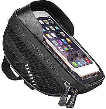 Fahrrad Rahmentasche, wasserdicht, Fahrrad Handy-Tasche mit Visier, Fahrrad Top Tube Lenkertasche, Reflektierende Große Kapazität Handytasche für Smartphone bis zu 7,1 Zoll