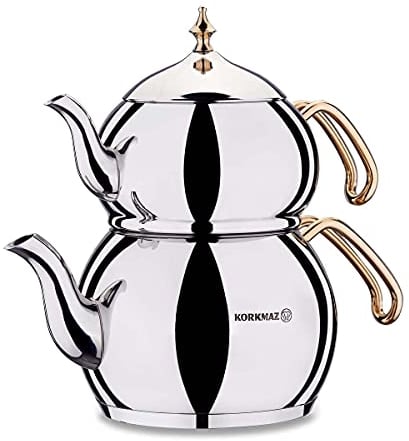 Korkmaz Hanedan A222-01 Teekanne Teekocher 3.1 Liter Induktion Caydanlik Gold