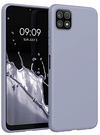 kwmobile Hülle kompatibel mit Samsung Galaxy A22 5G Hülle - weiches TPU Silikon Case - Cover geeignet für kabelloses Laden - Lavendelgrau matt
