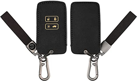 kwmobile Autoschlüssel Kunstleder Hülle kompatibel mit Renault 4-Tasten Smartkey Autoschlüssel (nur Keyless Go) - Schlüsselhülle in Schwarz Gold