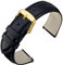 ANNEFIT Uhrenarmband 20mm Leder mit Edelstahl Gold Schnalle, Schnellverschluss Armband mit Weich Gepolstert für Herren Damen (Schwarz)