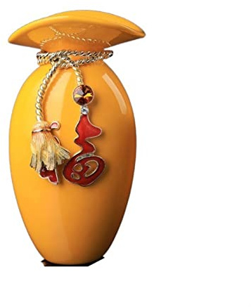 Vase Ornement Vase en céramique jaune Nouveau Chinois Style Chinois Couleur Vases de porcelaine 9,4 pouces Decor de bureau Fleur Vase Maison Salon Salon Décoration de mariage Ornement Vase Décoration