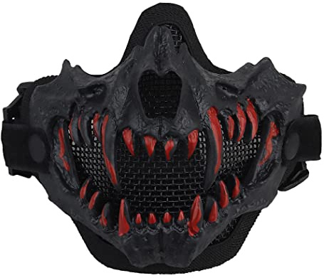 Yzpacc Airsoft Half Face Masks Tactical Face Protection Mesh Mask for Halloween Paintball CS Hunting