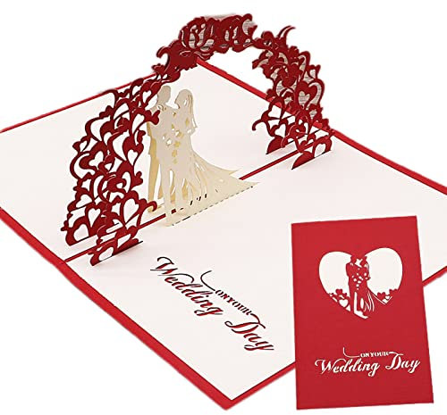 Pop-Up Karten 3D Hochzeitskarte, edle Glückwunschkarte zur Hochzeit & Trauung, 3D-Popup-Geburtstagsgeschenk, Geldgeschenk für Hochzeitsreise & Flitterwochen von Brautpaar