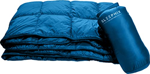 SLEEPHIX Daunen Outdoor Camping Decke | Wasserabweisend | Nylon Hülle mit Daunenfüllung | Ideal für Camping, Flugzeugreisen, Segeln, Terrasse und Heimnutzung | Füllkraft: 650