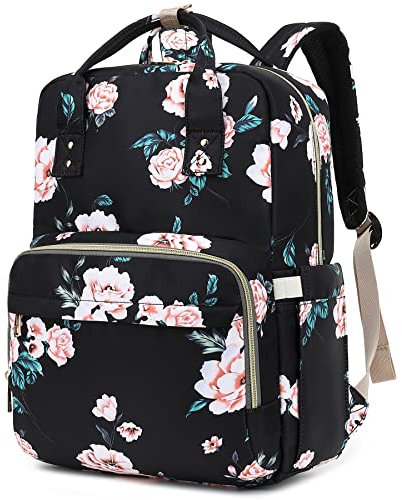 Kouxunt Floral Laptop Backpack School Bag College Bookbag for Women Girls, Travel Backpack 15.6 Inch Computer Backpacks