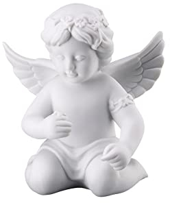 Rosenthal Engel mit Blumenkranz, 8,7 x 6,8 x H 10,2 cm, Porzellan Weiss-matt, inkl. Geschenkbox