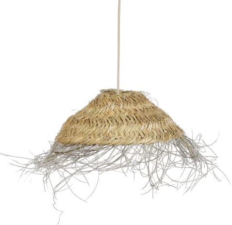 Bohome Living - Suspension Luminaire Parasol en Osier, Abat jour Bohème Chic, Suspension en Alfa, Fait main (XXS : 30x12cm)