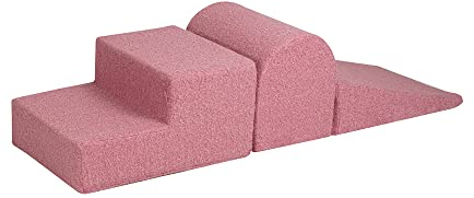 MEOWBABY Schaumstoff Bausteine Kinder – Kletterbausteine Indoor – Softbausteine XXL Baby – Riesen Bausteine XXL für Kinder – Spielpolster & Bewegungsbausteine, Boucle, Rosa