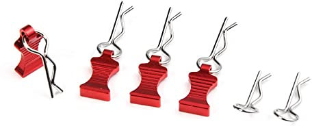 BELLAY 4Pcs Metal R-type Car Shell Body Fixed Clips Pin With Tab For Axial SCX10 1/8 1/10 1/12 RC Car Model Accessories (Color : Red 4Pcs, Size : 1)
