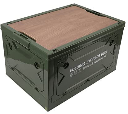 Asixxsix Folding Camping Storage Box, 50L 5 Way Open Door Plastic Collapsible Storage Bins 220lb Bearing Capacity Stackable Storage Box Organizer Container with Lid and Wheels for Camping (Green)