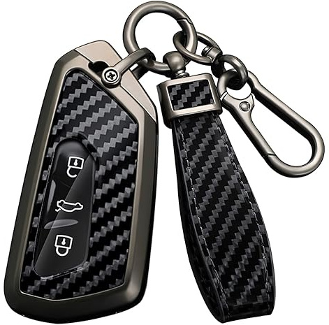 HIBEYO Intelligente Autoschlüssel Hülle passt für Volkswagen Golf 8 Kohlefaser Schutzhülle Schlüsselhülle für VW Golf MK8 Skoda Octavia A8 für Cupra Formento Seat Schlüsseletui 3tasten-Schwarz