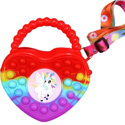 BSNRDX Push It Tasche Handtasche 2 in 1 Fidget Toys Taschen Umhängetasche, Anti Stress Spielzeug Schultertasche für Kinder, Längenverstellbarem Tragegurt (Pegasus Farbig)