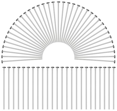 Hosifiy 500 Stück Flachen Kopfstifte für Schmuckherstellung, Edelstahl Kopfstifte 1.77zoll/45mm Flachen Kopf Pins Splitter Schmuck Kopfnadeln für DIY Handwerk Ohrring Halskette