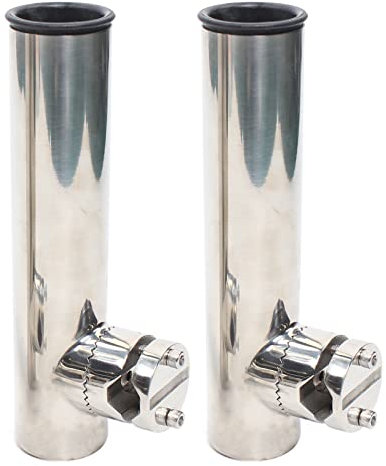 Jolre 2 Edelstahl-Rutenhalter, Rutenhalter für Boote, Rutenhalter für Boote, Angelrutenhalter, Rutenhalter, Rutenhalter für Reling, 360° schwenkbar. (19-25 mm)