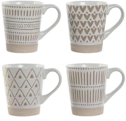 LEKE GO Juego de 4 tazas mug de gres mate de cerámica beige natural de 360 ml