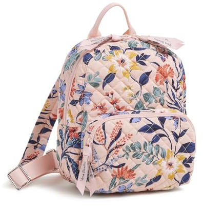 Vera Bradley Damen Mini-Rucksack aus Baumwolle Büchertasche, Paradise Coral, Einheitsgröße