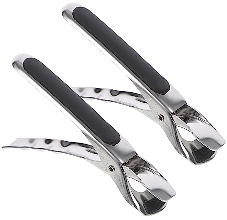 2Pcs Stainless Steel Anti-Scald Bowl Holder Clips, Non-Slip Hot Plate Gripper Tongs for Kitchen, Compact Food Lifter for Bowls, Pots, Pans, and Oven Dishes