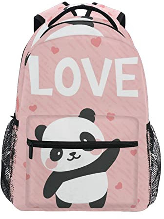 AJIUZI Cute Panda Pink Laptop Backpack 16 Inch School Travel Bags Bookbag for Kids Boys Business