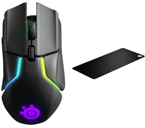 SteelSeries Rival 650 - Souris de Jeu Quantum Wireless - Batterie à Chargement Rapide & QcK XXL - Tapis de Souris de Jeu - Tissu - Base en Caoutchouc - Noir (900 mm x 400 mm)