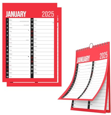 G4GADGET 2025 A3 Year Planner - Large Spiral Bound Wall Planner with Holidays & Notable Dates - Perfect for Home, Business, Office & School Organization