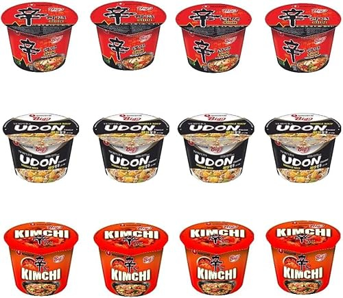 Nong Shim Shin Ramyun Kimchi Udon Noodles Assorted Mixed Flavour (12 Bowls)
