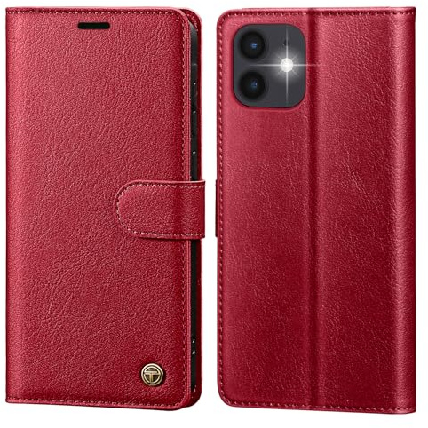 CASBST Handyhülle für iPhone 11 Hülle,Hochwertig Lederhülle Schutzhülle Klappbar mit Kartenfach Standfunktion Magnet für iPhone 11 Klapphülle Handytasche Flip Case für iPhone 11 Hülle Rot