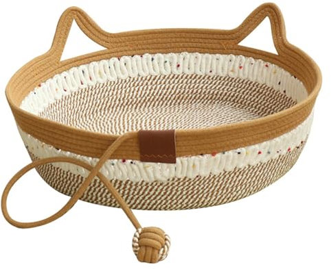 Cat panier pliable panier de chat lit Porter un lit de chat en osier résistant avec une corde à jouer de la corde norme notante sans déchiquetage lit de chat rotin pour chats intérieurs moins de 6 kg
