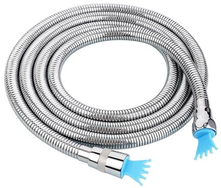 RUIXUE® Verstärkte-Duschschlauch 1,5m, Edelstahl Flexibler Brauseschlauch Verdreh-und Knickschutz,universelles G ½” Anschlussmaß. (Silber-304OB, 1.50m)